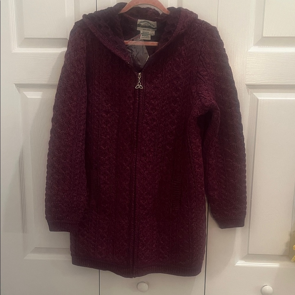 Aran Crafts Merino Wool Knit in Deep Cranberry (never worn)